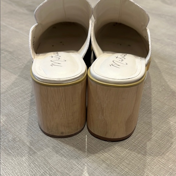 Matisse Cream and Tan Mules with Chunky Platform - Picture 5 of 7